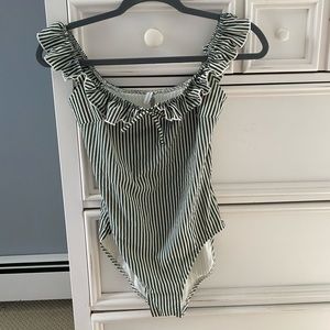 Off the shoulder one piece bathing suit